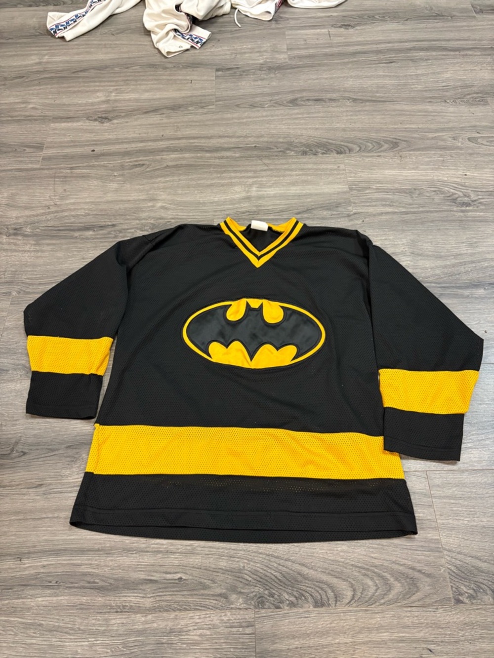 Vintage Black & Yellow Batman Hockey Jersey
